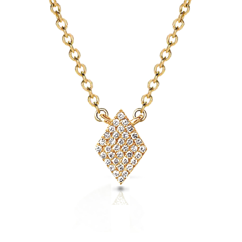 14k Petite pave diamond shape charm necklace MN24839