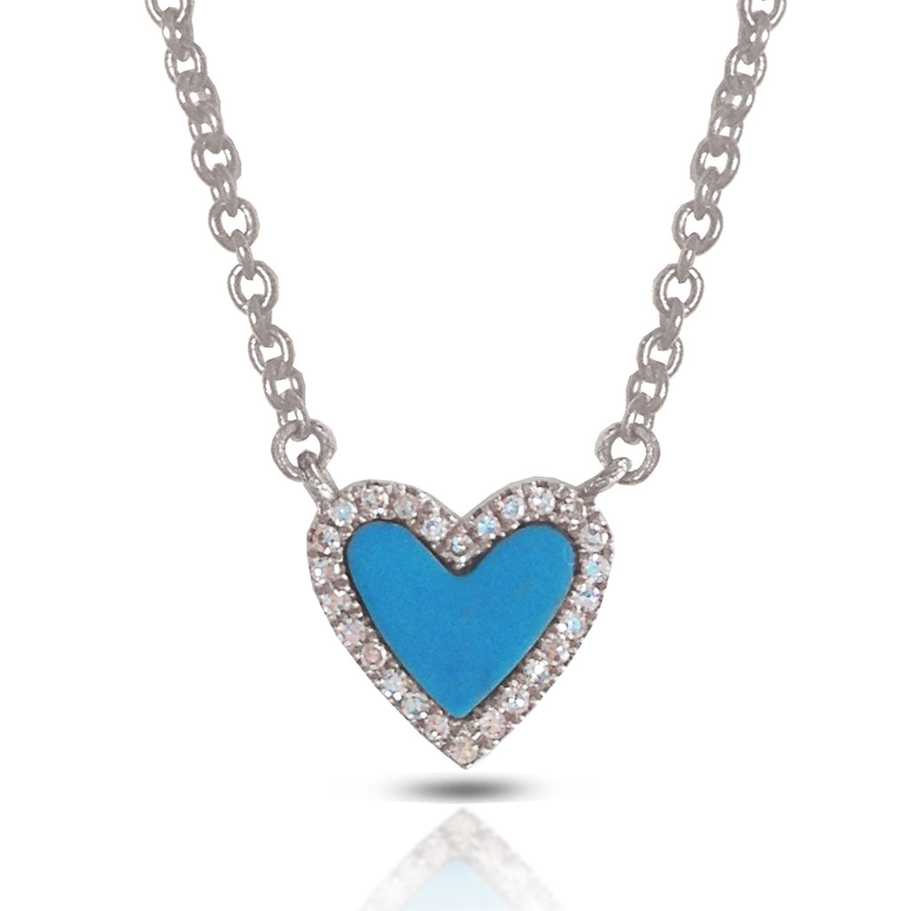 14K Gold Diamond Opal Heart Necklace MN2499