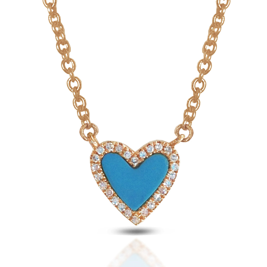 14K Gold Diamond Opal Heart Necklace MN2499