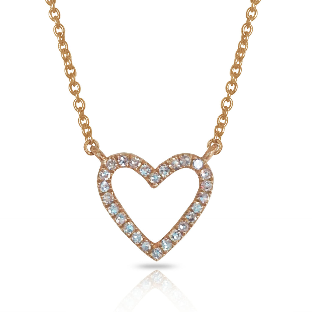 14K Gold Diamond Open Heart Necklace MN2501