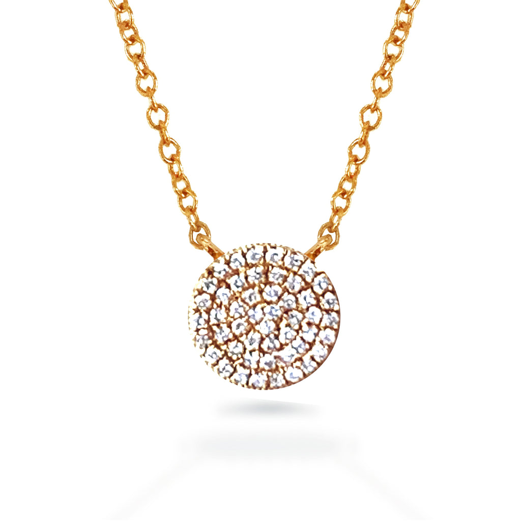 14k Pave round diamond disc necklace MN26079