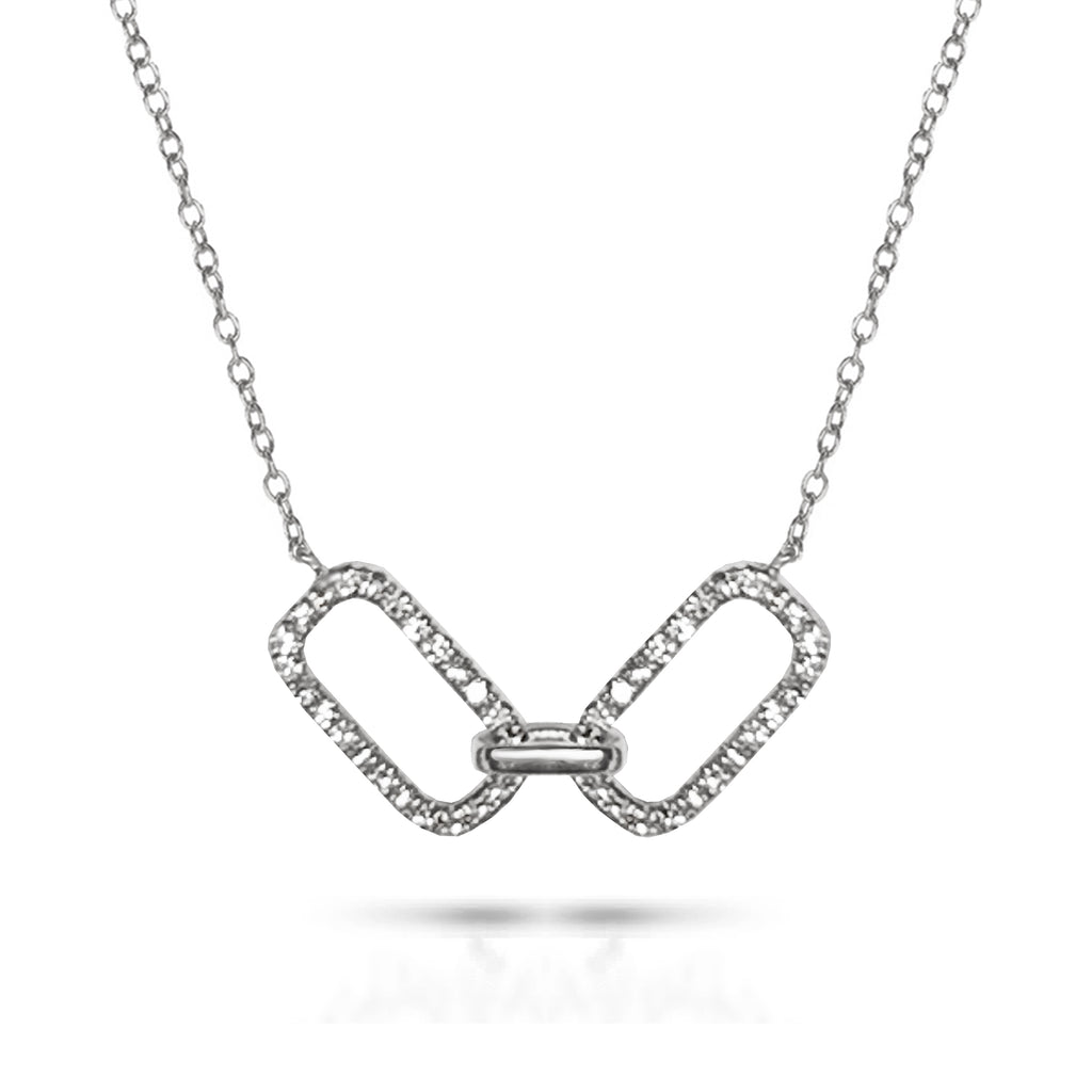14k two tone interlocking diamond necklace MN2940