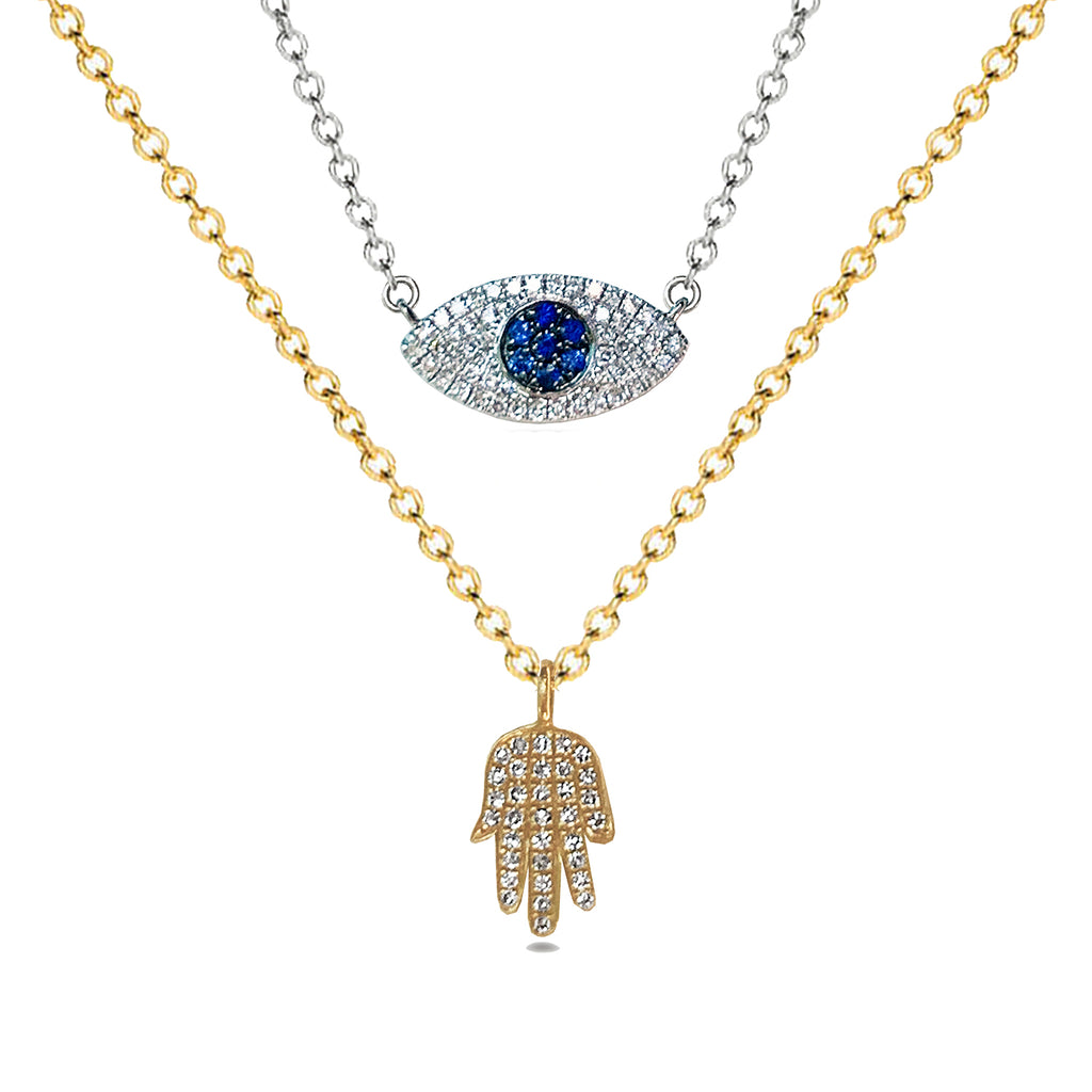 14k sapphire & diamond evil eye necklace MN11873