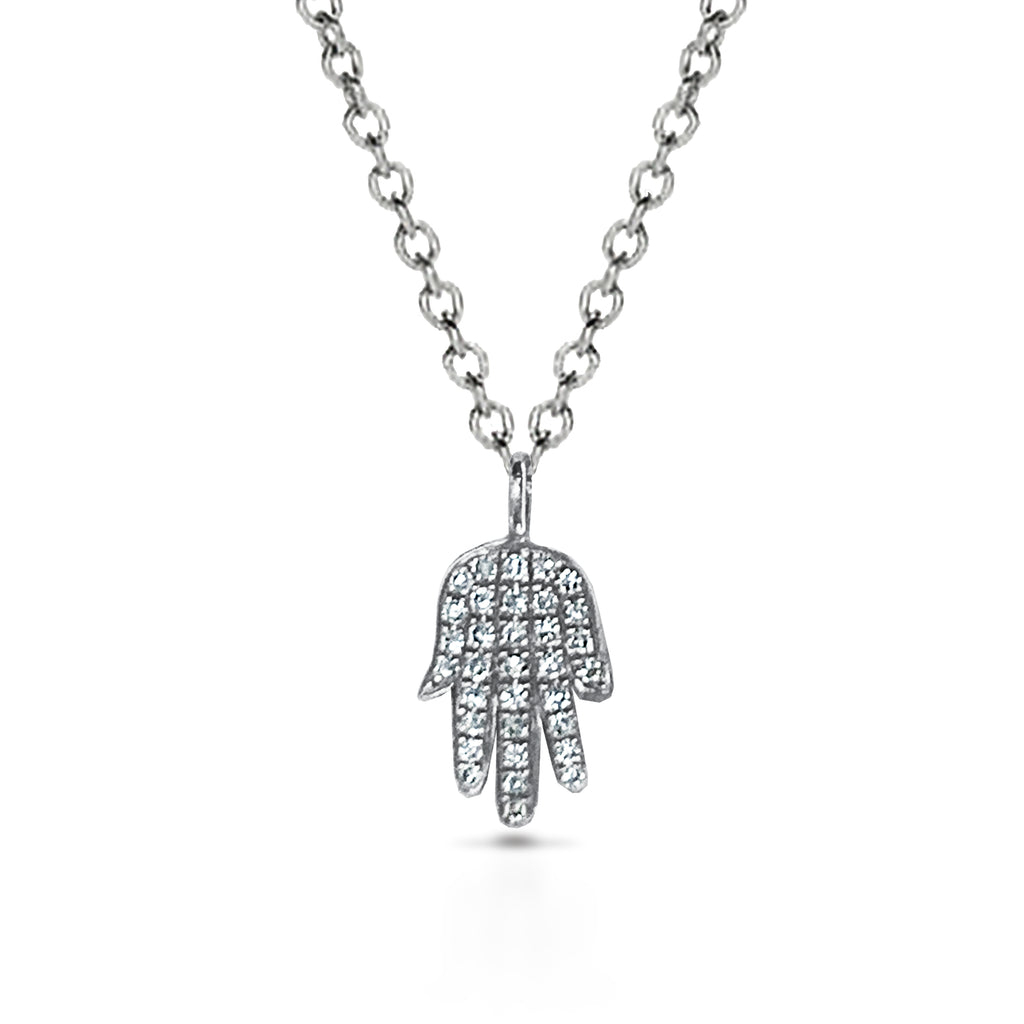 14k Gold diamond hamsa charm necklace MN34090