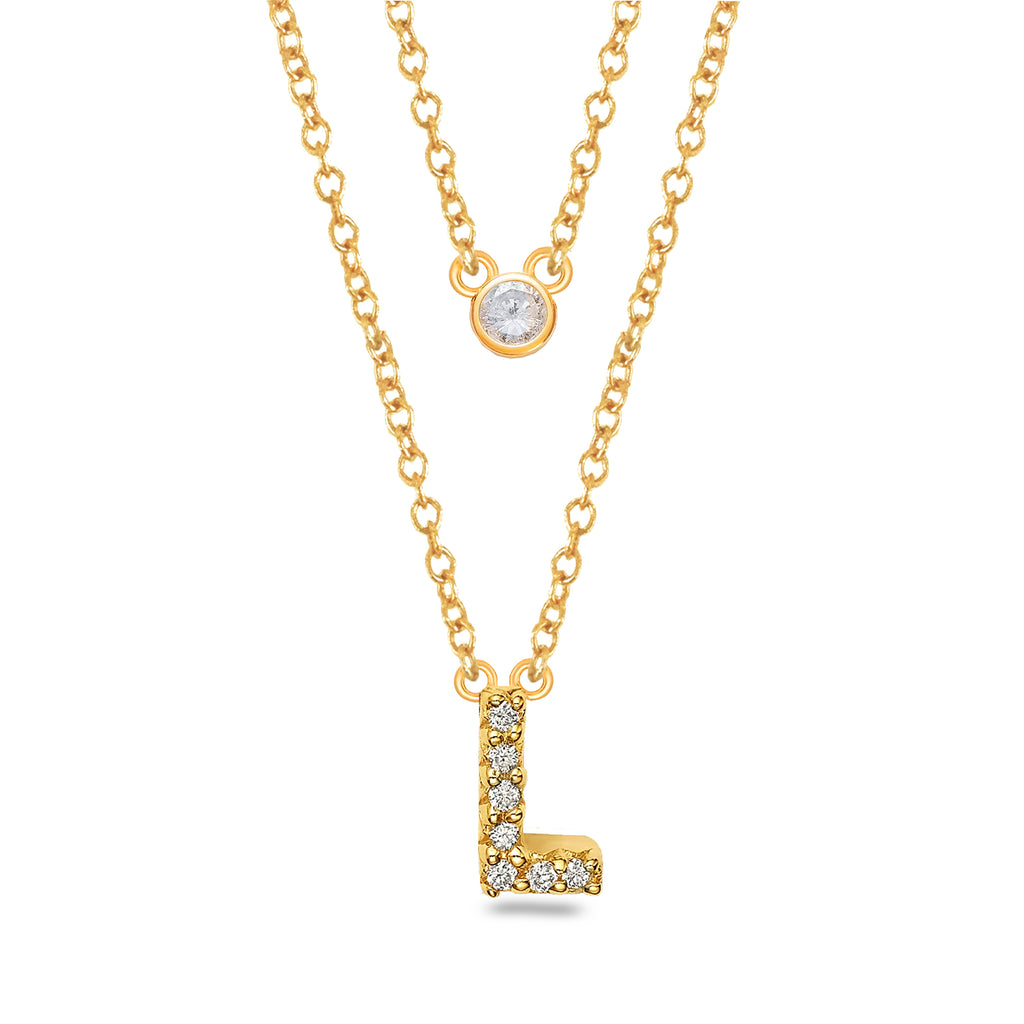 14k gold and diamond initial necklace MN36281L