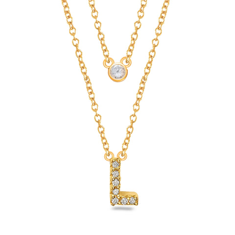 14k gold and diamond initial necklace MN36282M