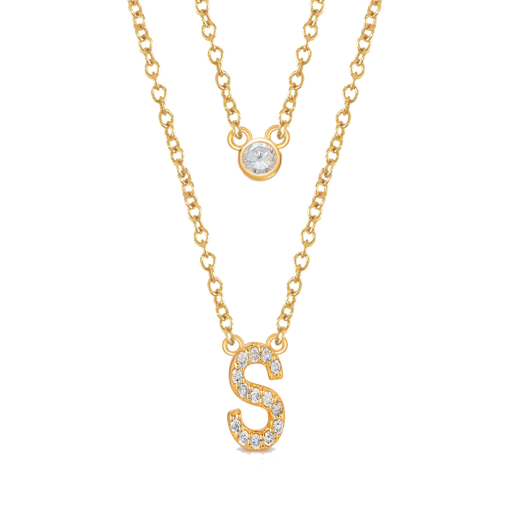 14k gold and diamond initial necklace MN36281S