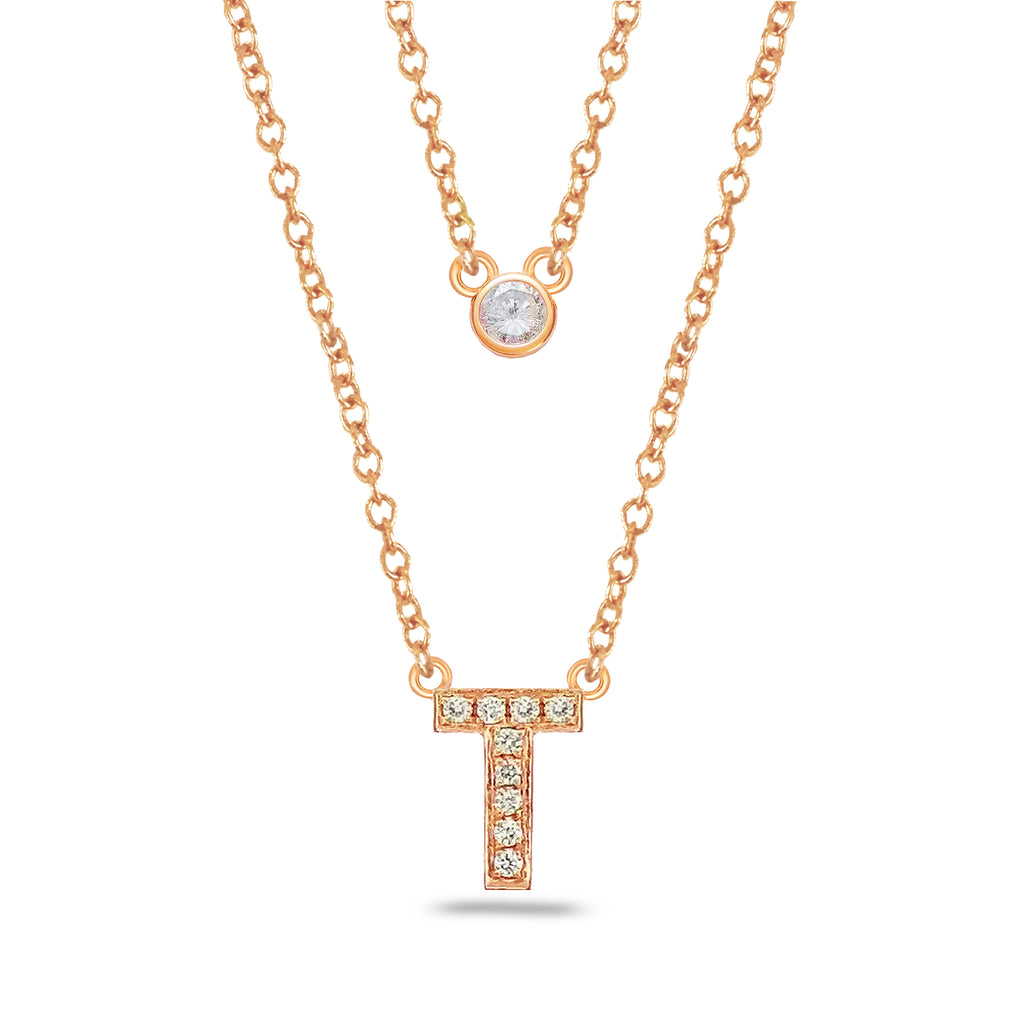 14k gold and diamond initial necklace MN3628IT