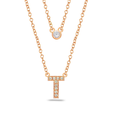 14k gold and diamond initial necklace MN36281L