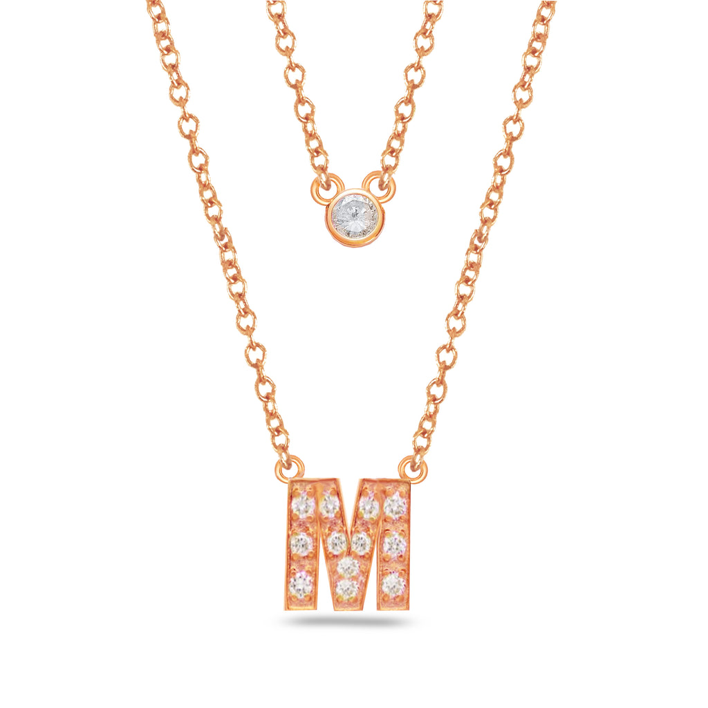 14k gold and diamond initial necklace MN36282M