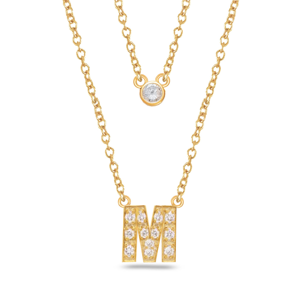 14k gold and diamond initial necklace MN36282M