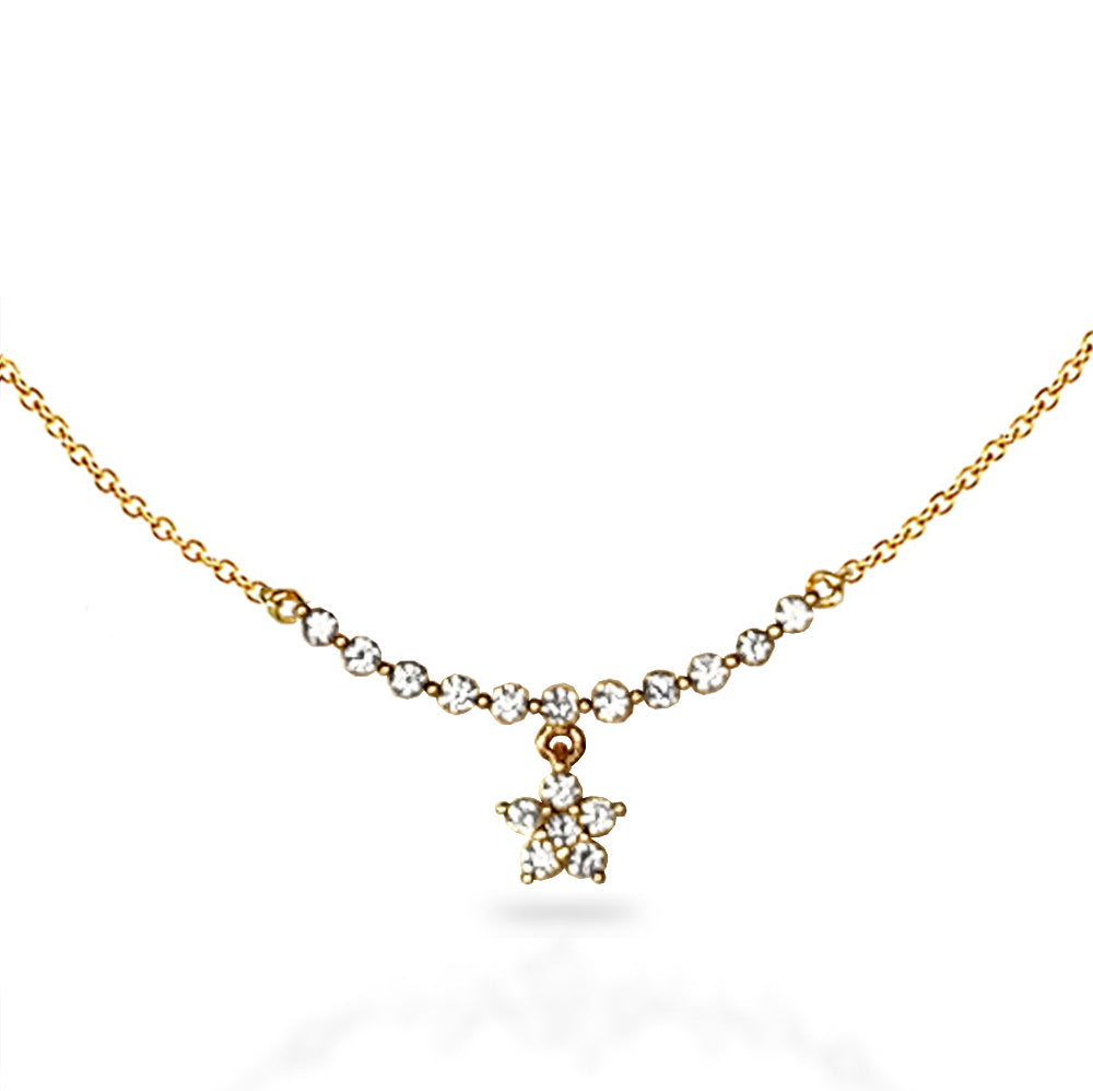 14k Gold Curved bar with star charm necklace N41949