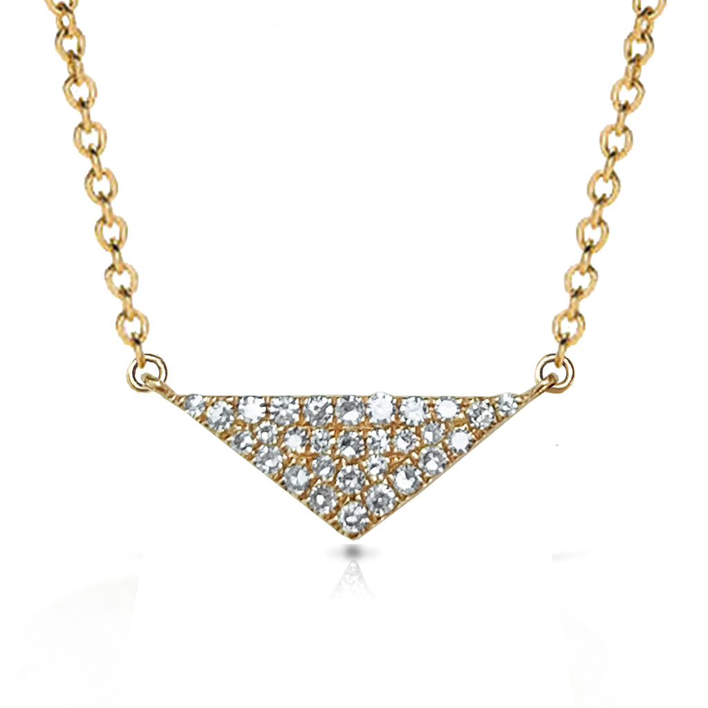 14K Pave Diamond triangle choker charm necklace MN42716