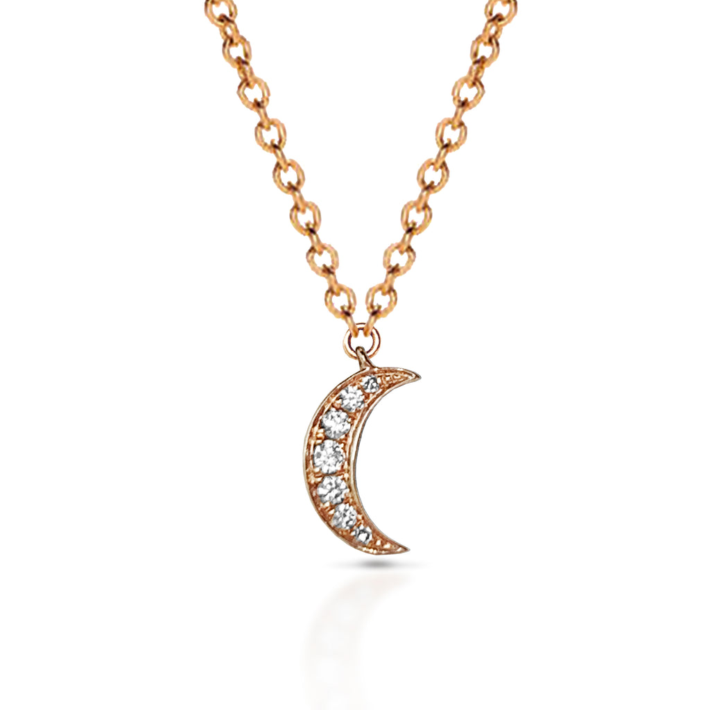 14k gold Crescent moon diamond charm necklace MN44553A