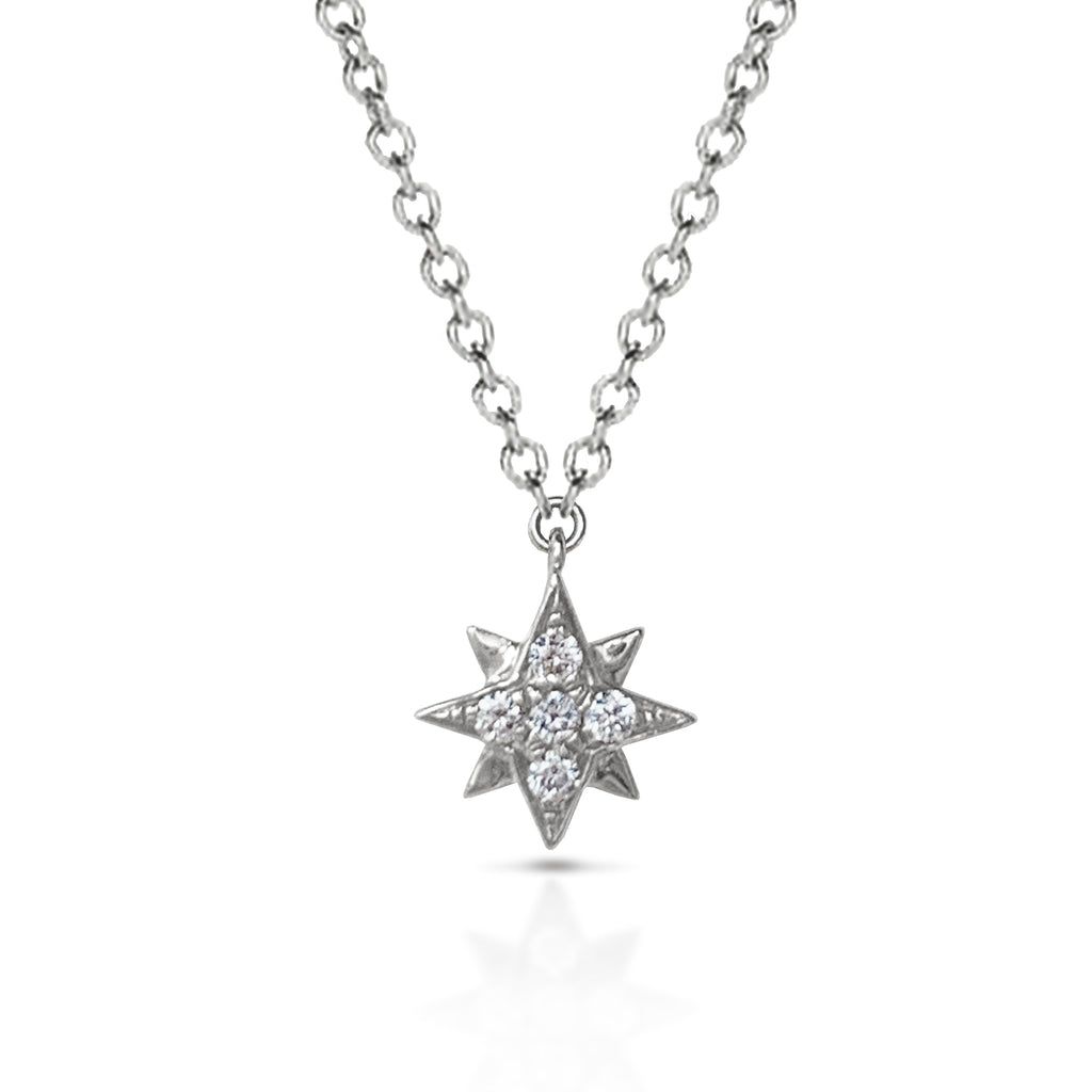14k gold diamond pave star charm necklace MN44553C