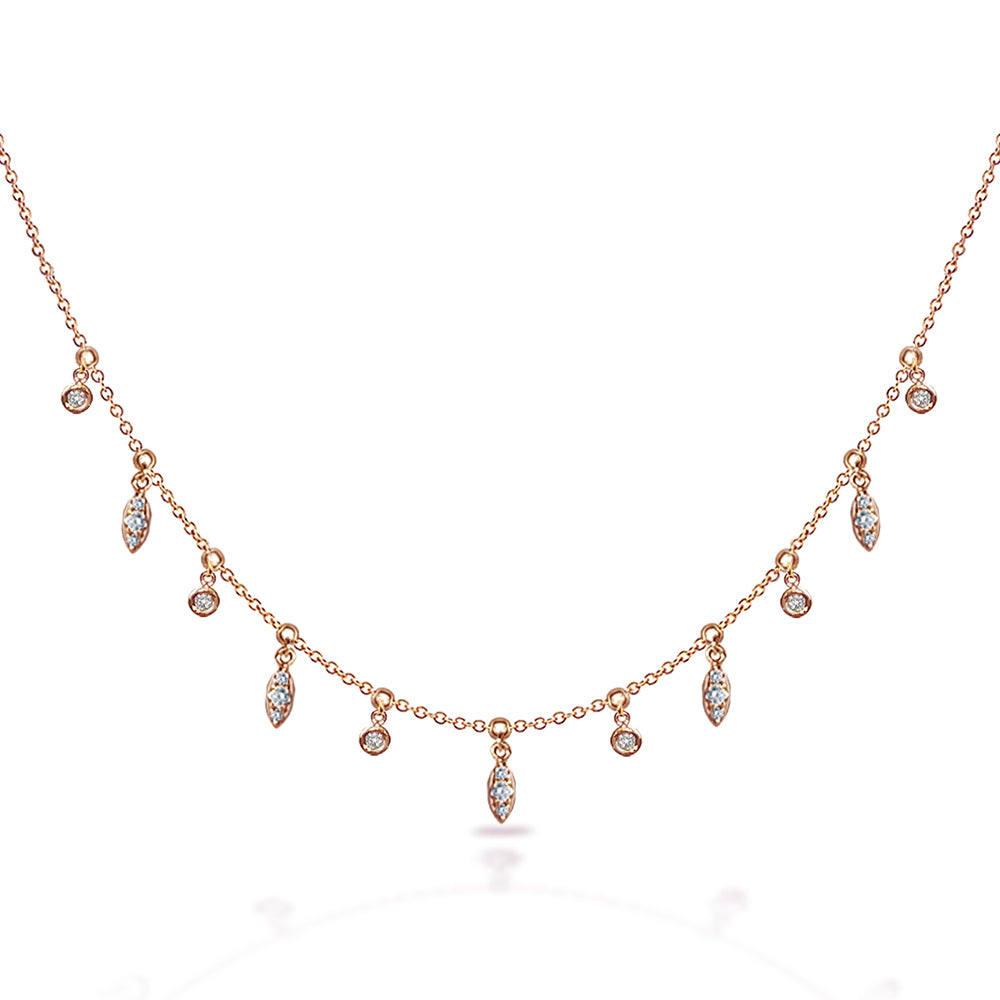 14k Gold Dew Drop Diamond By The Yard Necklace MN44912