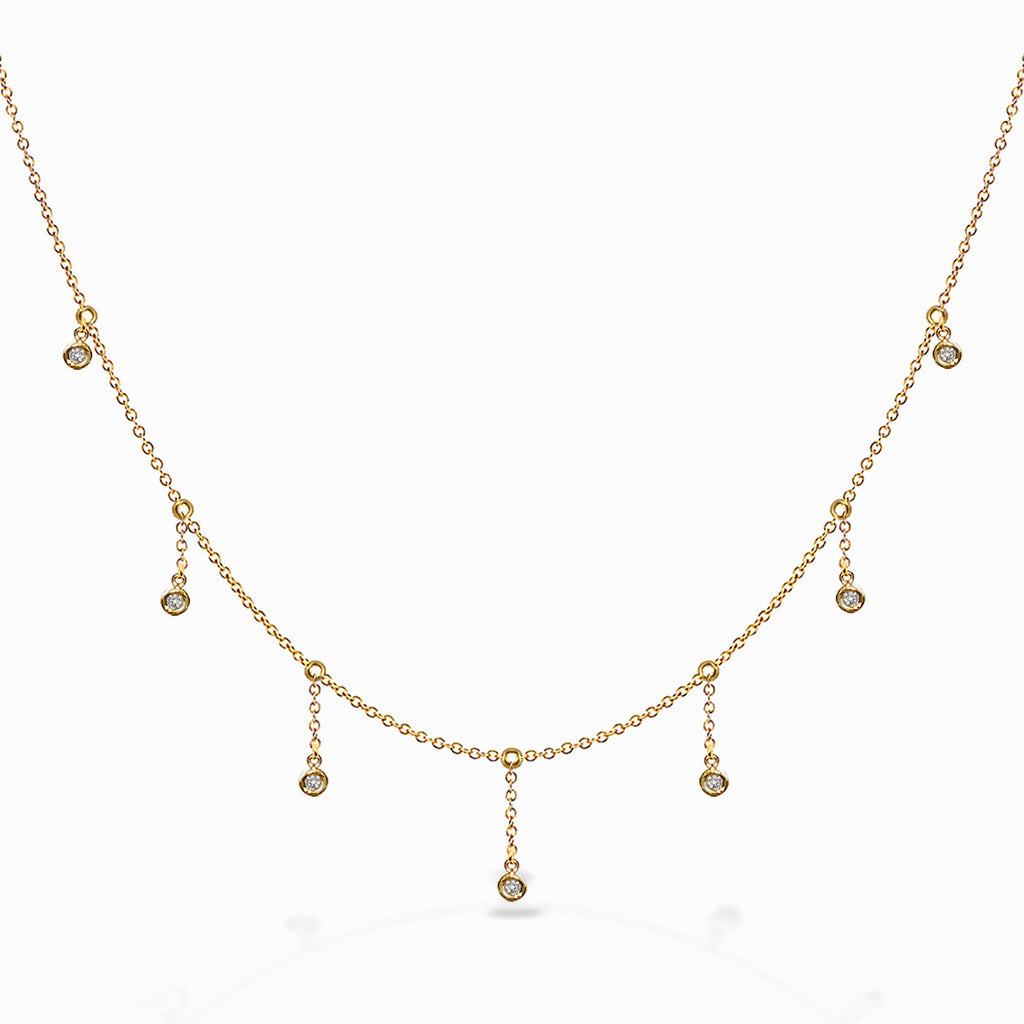 14k Gold Diamond Dew Drop Chain Necklace MN44913