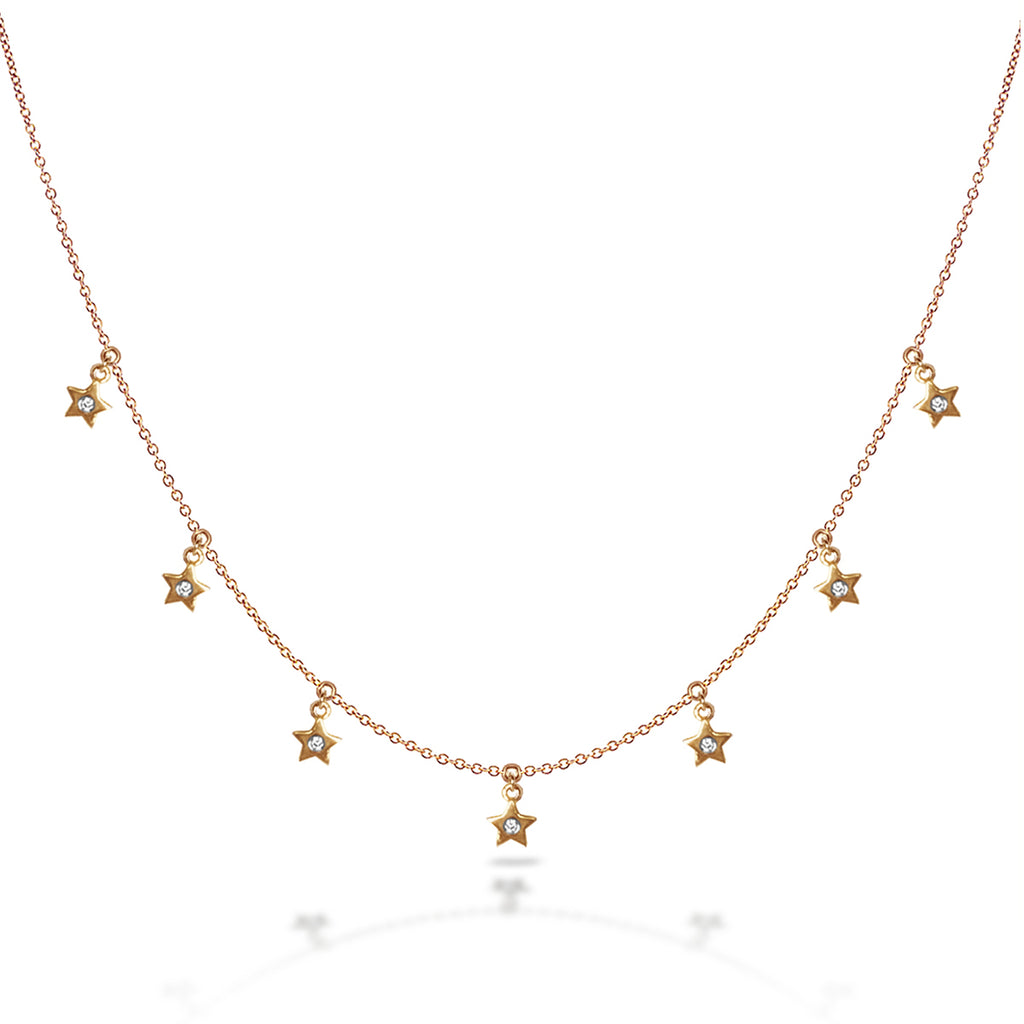 14k Gold diamond celestial choker star Necklace MN44914