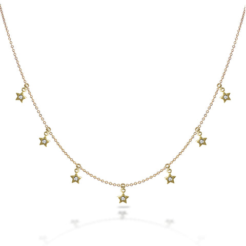 14k Gold Curved bar with star charm necklace N41949