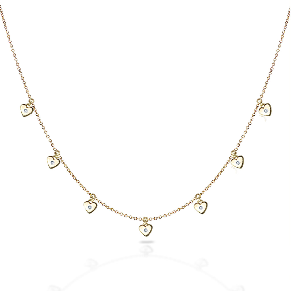 14k Gold diamond heart choker necklace MN44916