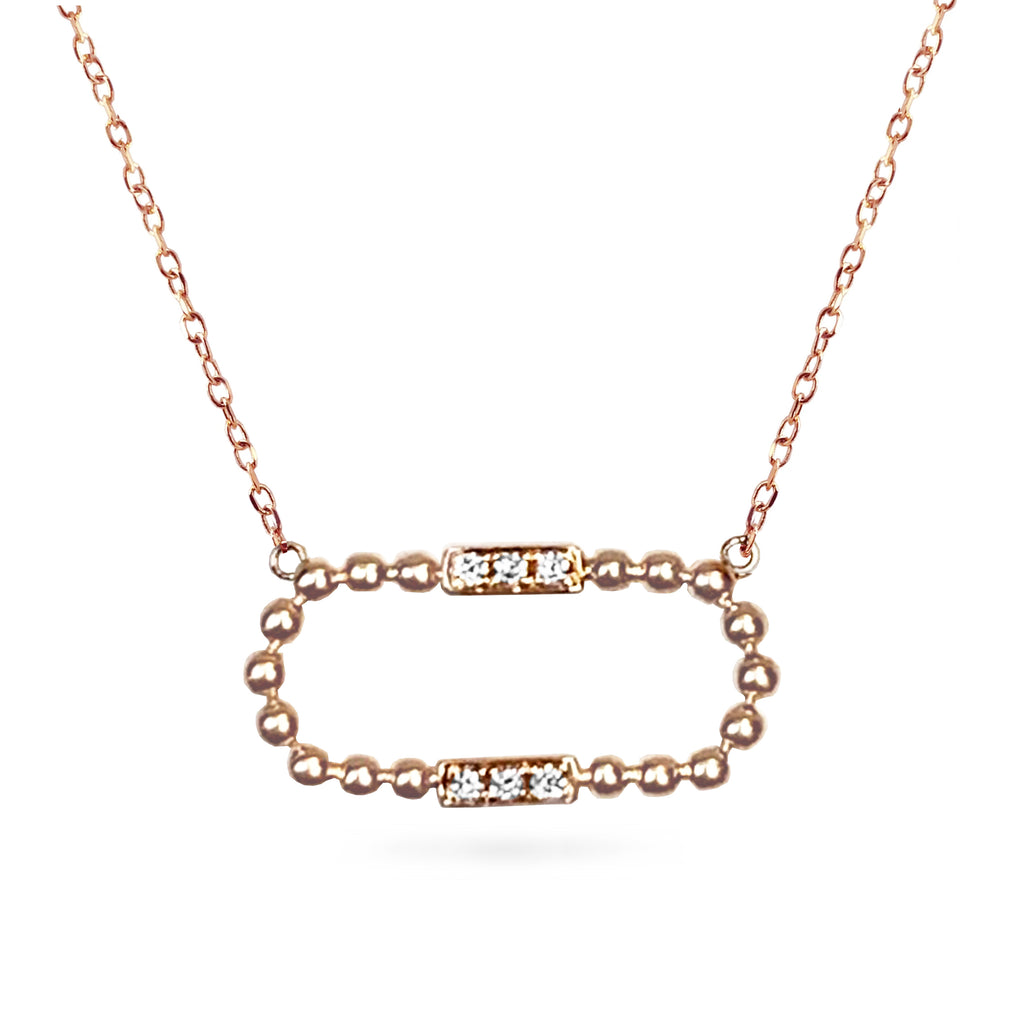 14K Open oval beaded diamond necklace MN45527