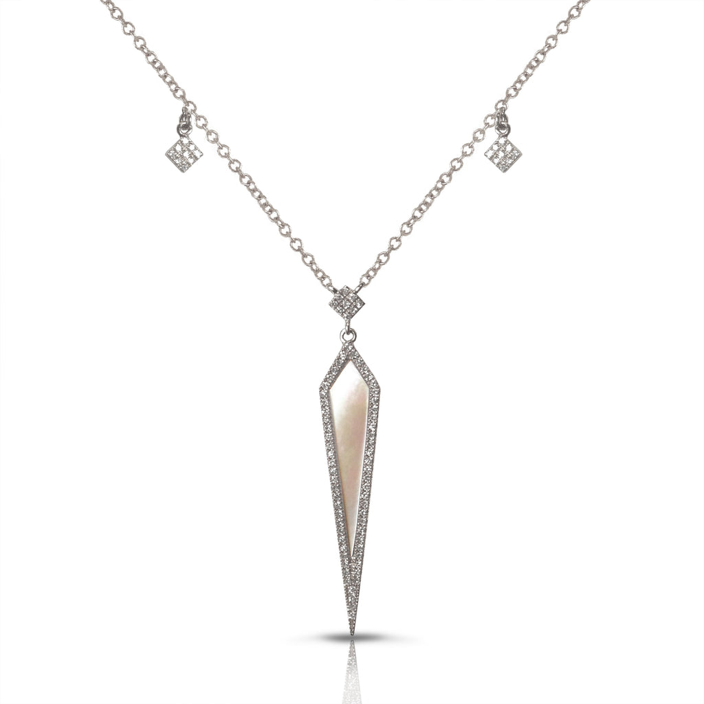 14k pink mother of pearl diamond necklace MN71426