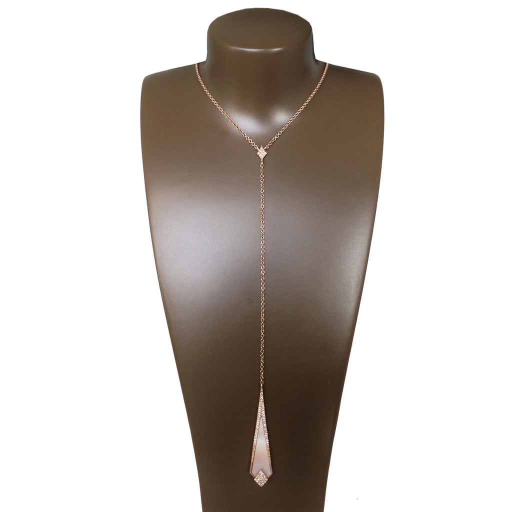 14K Pink Mother Of Pearl " Y " Lariat Necklace MN71429