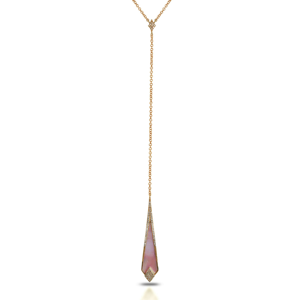 14K Pink Mother Of Pearl " Y " Lariat Necklace MN71429