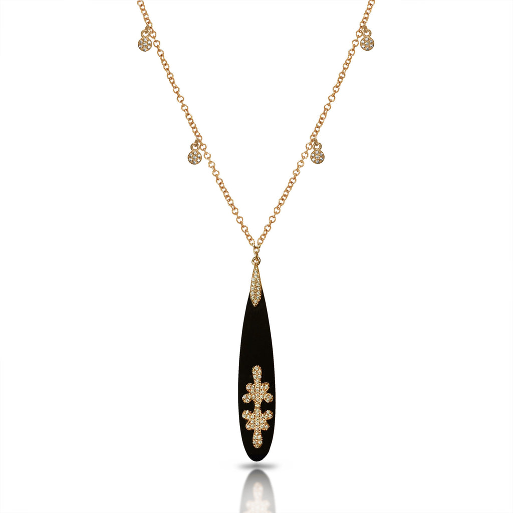 14k gold black onyx and diamond fashion necklace MN71431