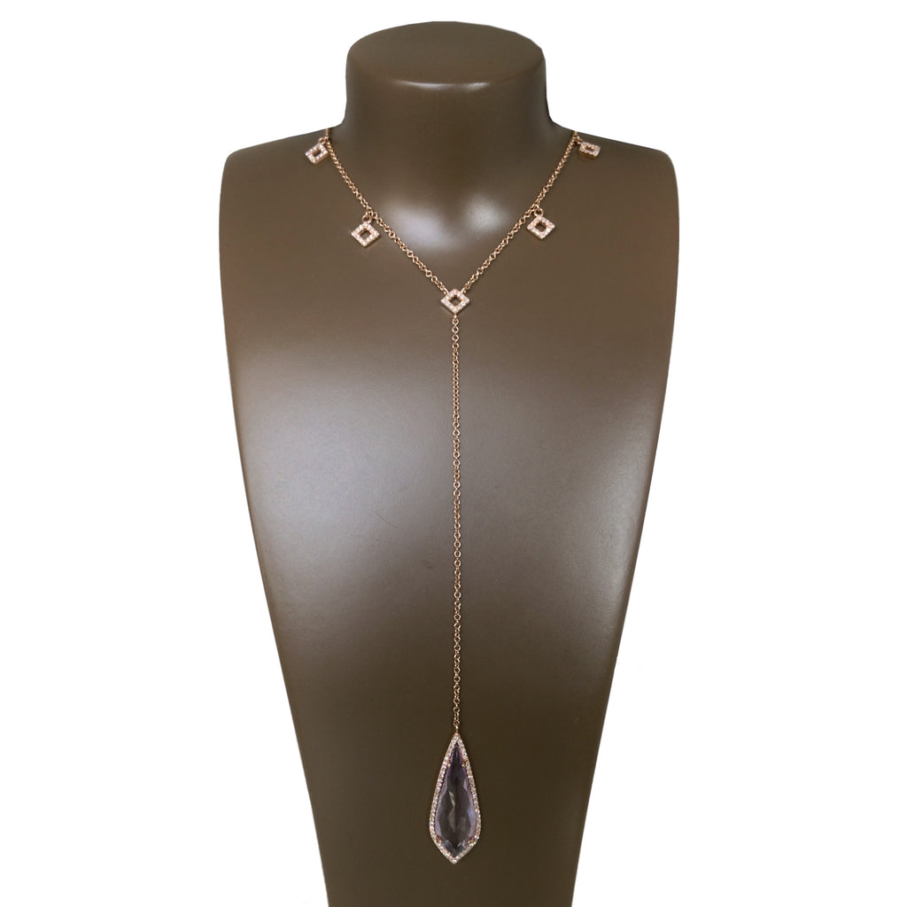 14K pink amethyst " Y " Lariat Necklace MN71432