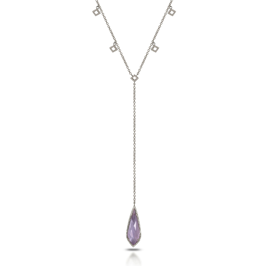14K pink amethyst " Y " Lariat Necklace MN71432