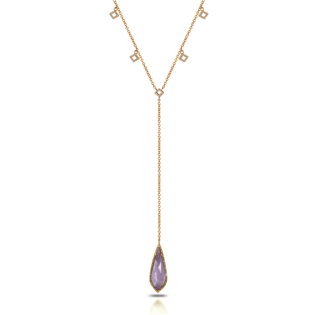 14K pink amethyst " Y " Lariat Necklace MN71432