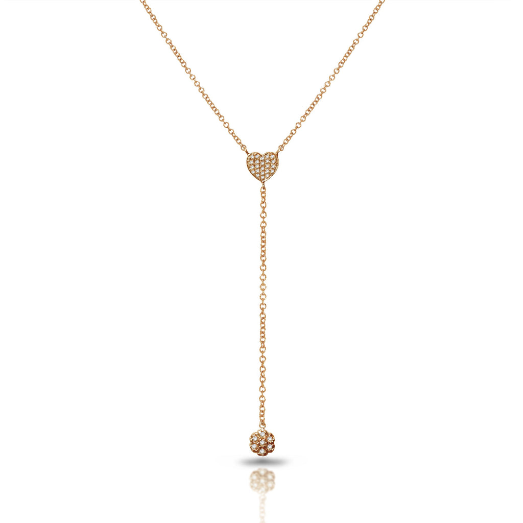 14k heart diamond pave lariat necklace MN71440