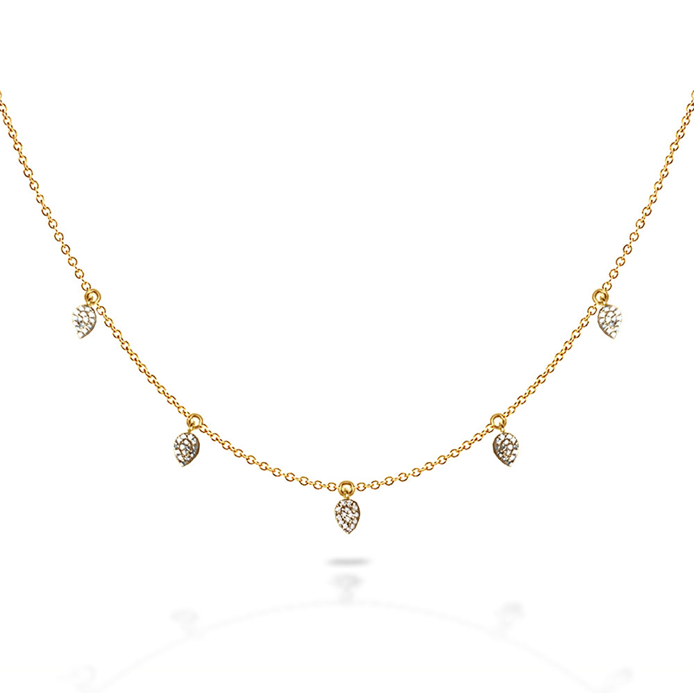 14k Pave drop charm diamond necklace MN71516