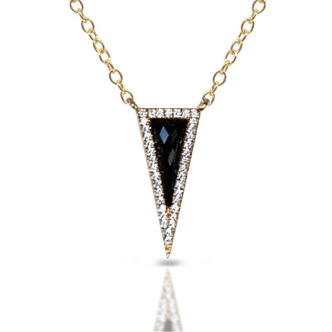 14k gold black onyx and diamond art deco necklace MN71558OXY