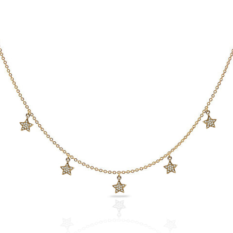 14k gold diamond pave star charm necklace MN44553C