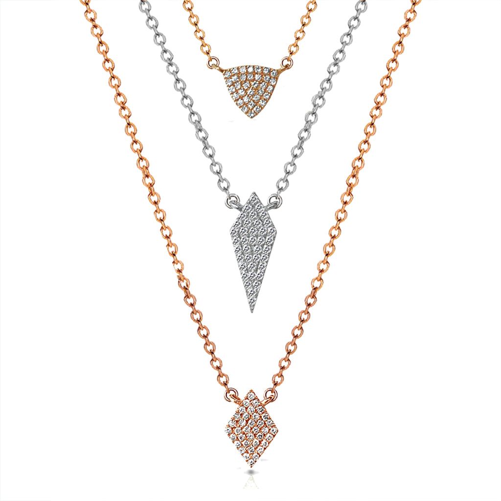 14k Petite pave diamond shape charm necklace MN24839