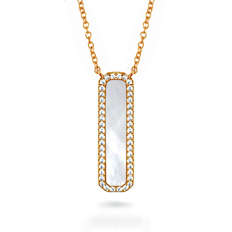 14K Mother of Pearl Cushion Diamond Necklace ON3MP