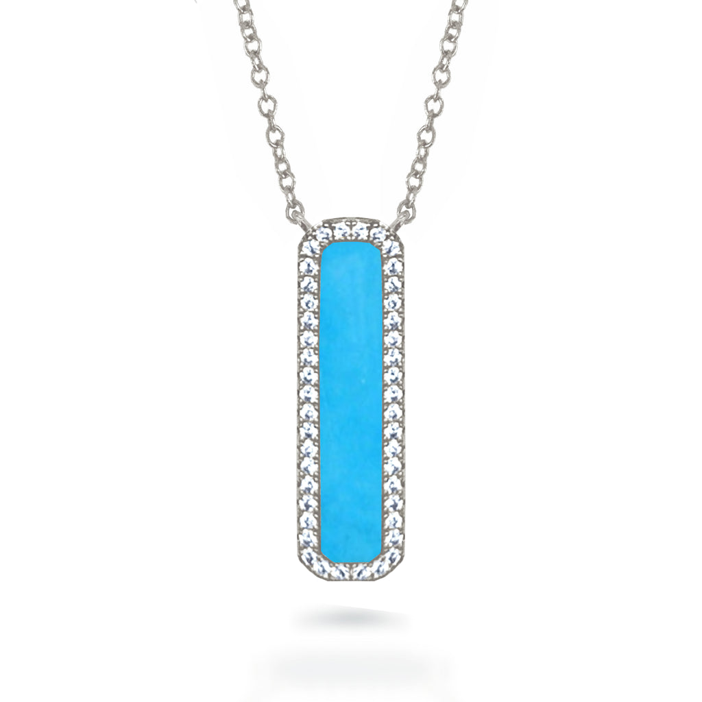 14k turquoise vertical bar necklace MN71680TQ