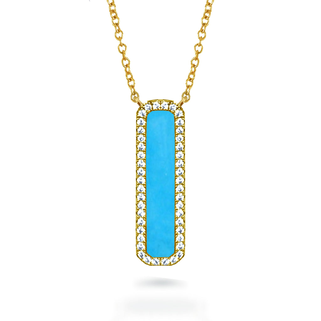 14k turquoise vertical bar necklace MN71680TQ