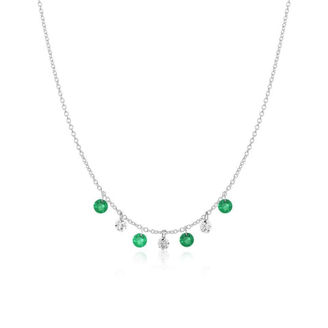 14k emerald green amethyst, turquoise & diamond necklace MN0755YAMG
