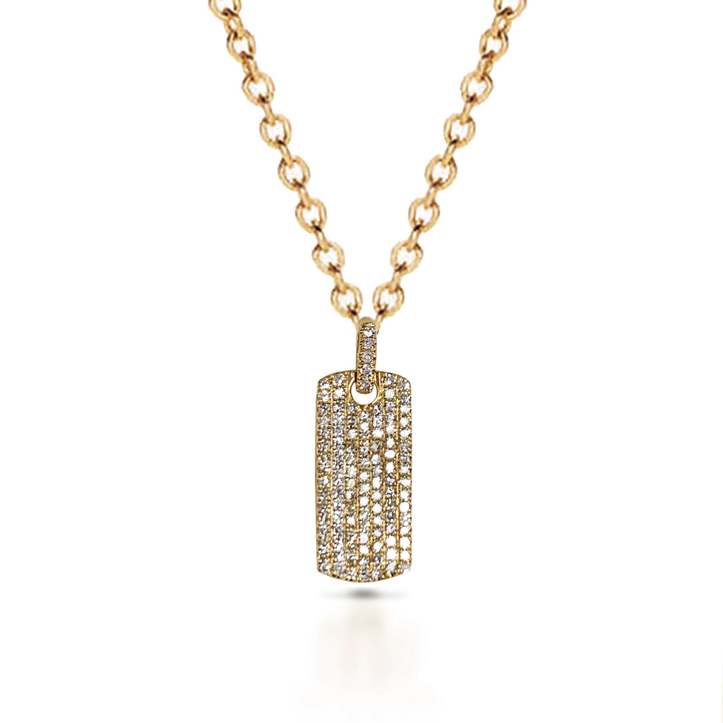 14k Gold Diamond Dog Tag Choker Necklace MP00023