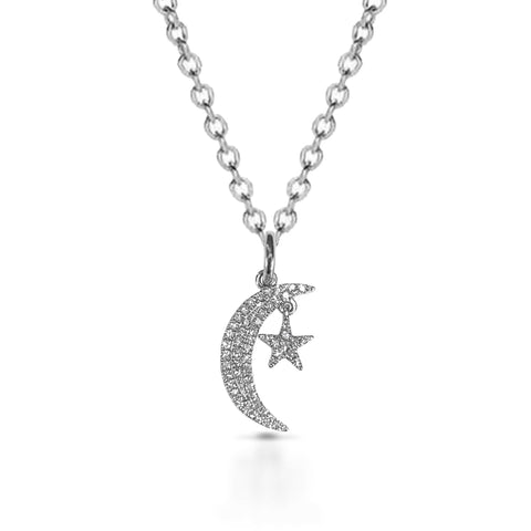 14k gold Crescent moon diamond charm necklace MN44553A