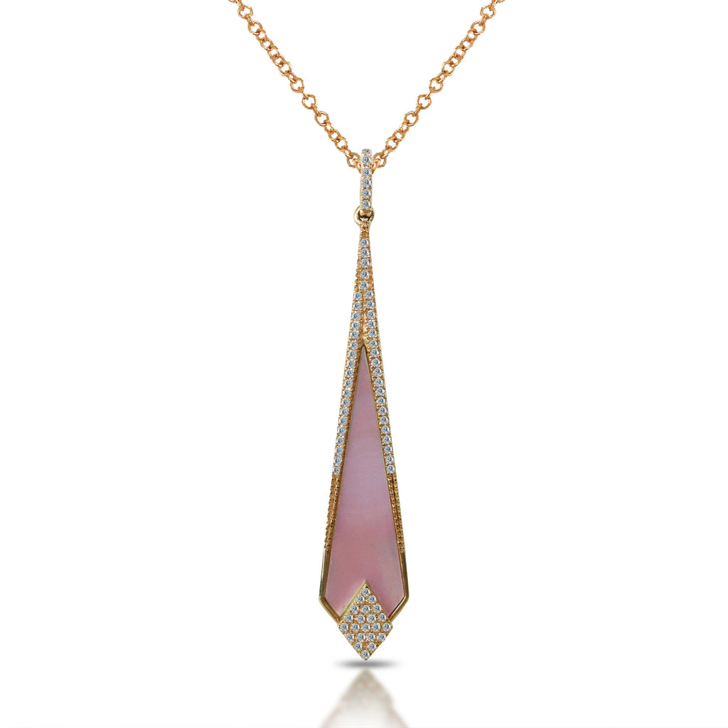14k Pink Mother of Pearl Art Deco Pendant MP24913