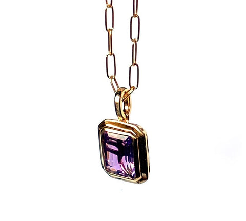 14k gold pink amethyst & diamond pendant MP45626AM