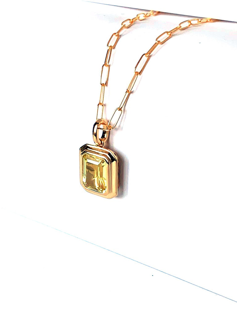 14k gold emerald cut lemon quartz fashion ring MR5055LQ