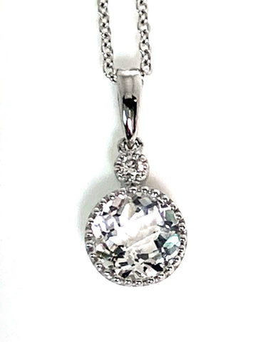 14K kite white topaz & diamond lariat necklace MN71598WT