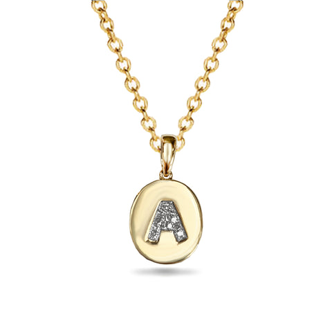 14k Petite pave diamond shape charm necklace MN24839