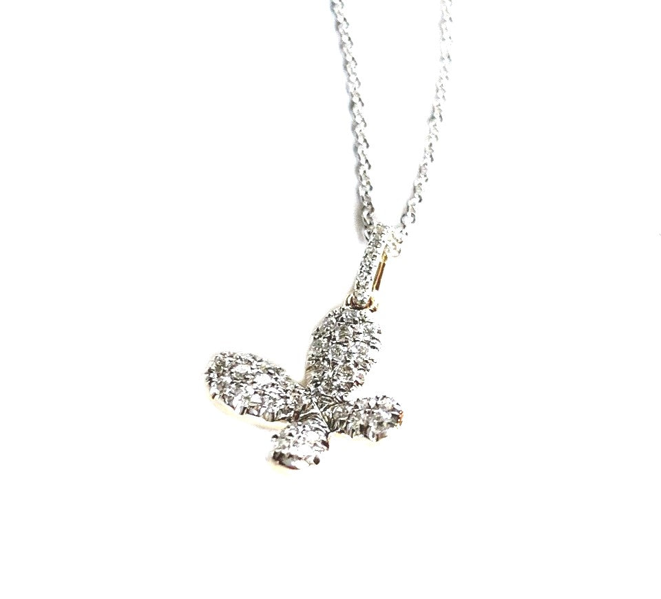 14K pave mini butterfly pendant MP47673