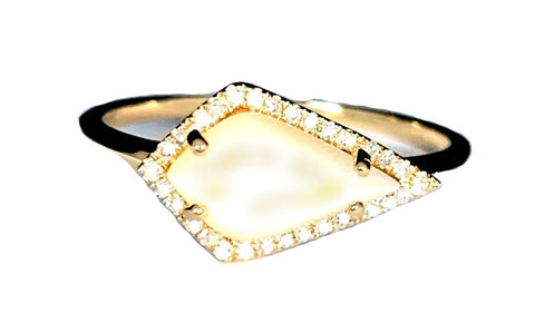 14k gold beaded bypass diamond fashion ring MR4885WY